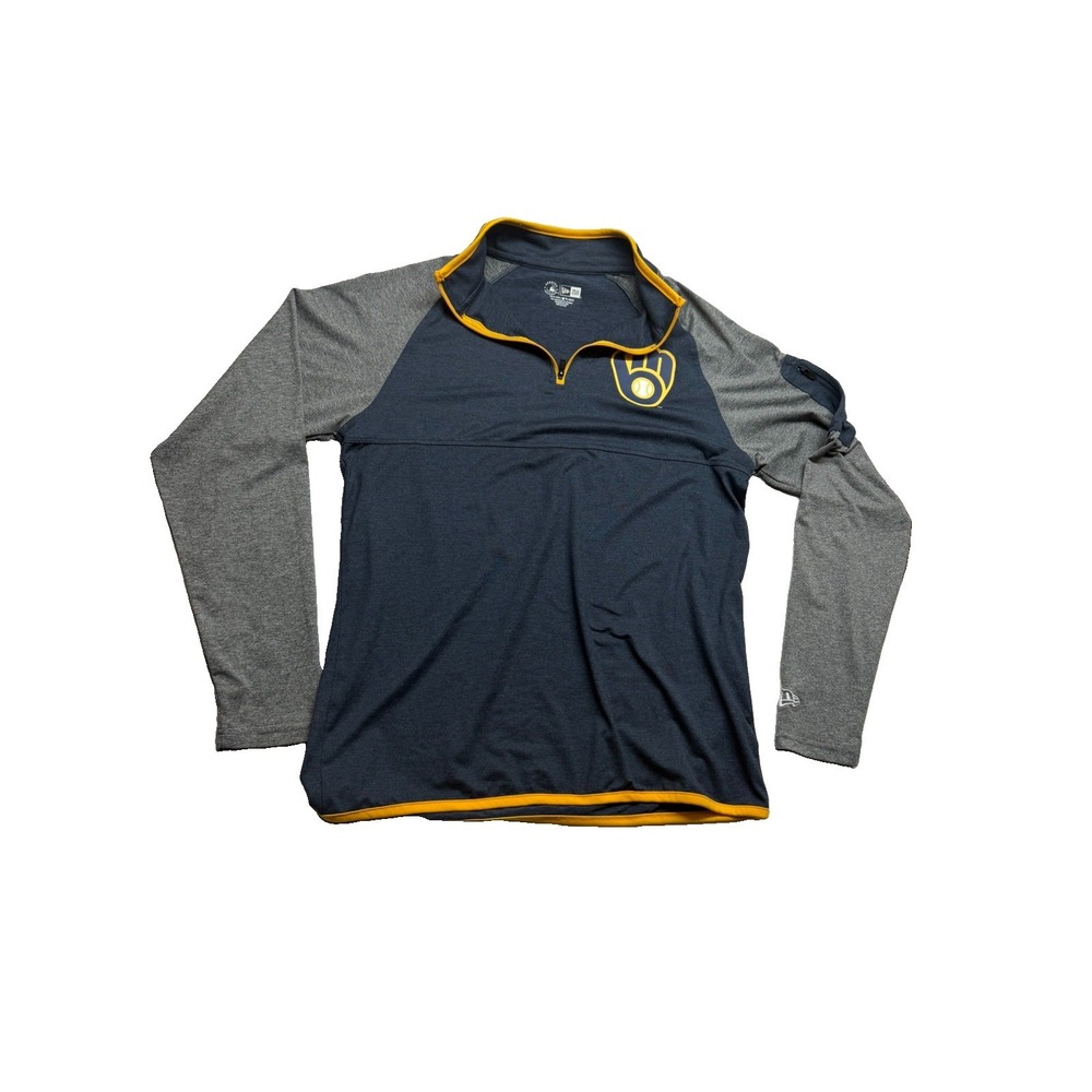 Milwaukee Brewers Spring Training Men's Small Blue MLB Baseball 1/4 Zip Pullover